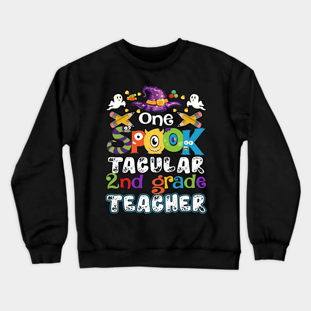 One Spook Tacular 2nd grade Teacher Halloween Crewneck Sweatshirt by Camryndougherty